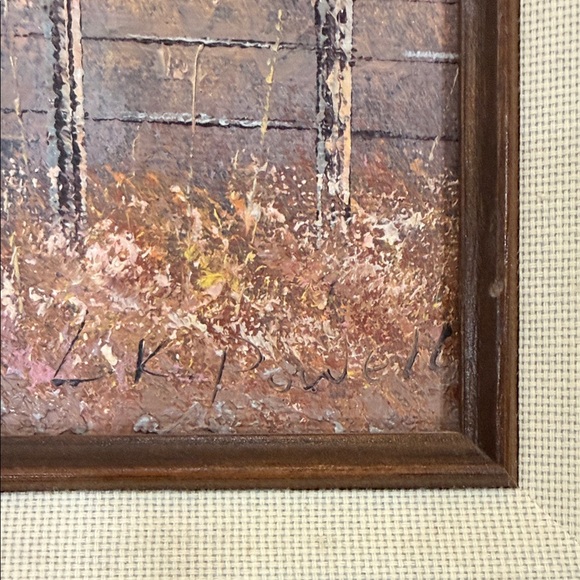 Rustic Barn Landscape Painting with Brown Frame - Picture 2 of 6